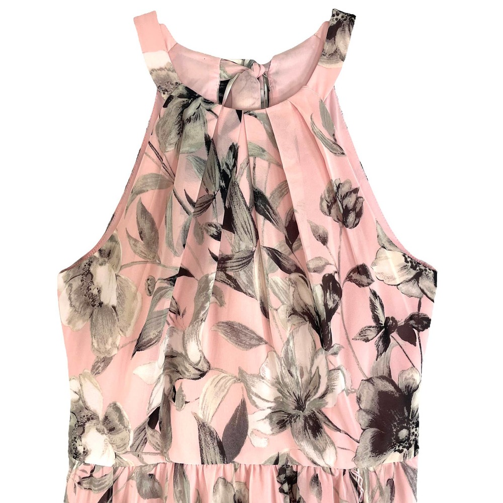 Eliza J floral halter chiffon maxi gown dress Sz 10 - Picture 4 of 11